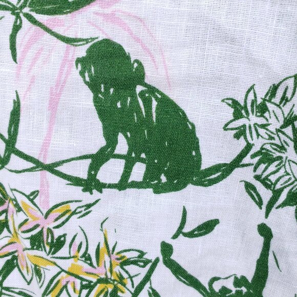 Rachel Zoe 100% Linen Multicolor Jungle Cheetah Monkey Wide Leg Modified Pants - Picture 8 of 14